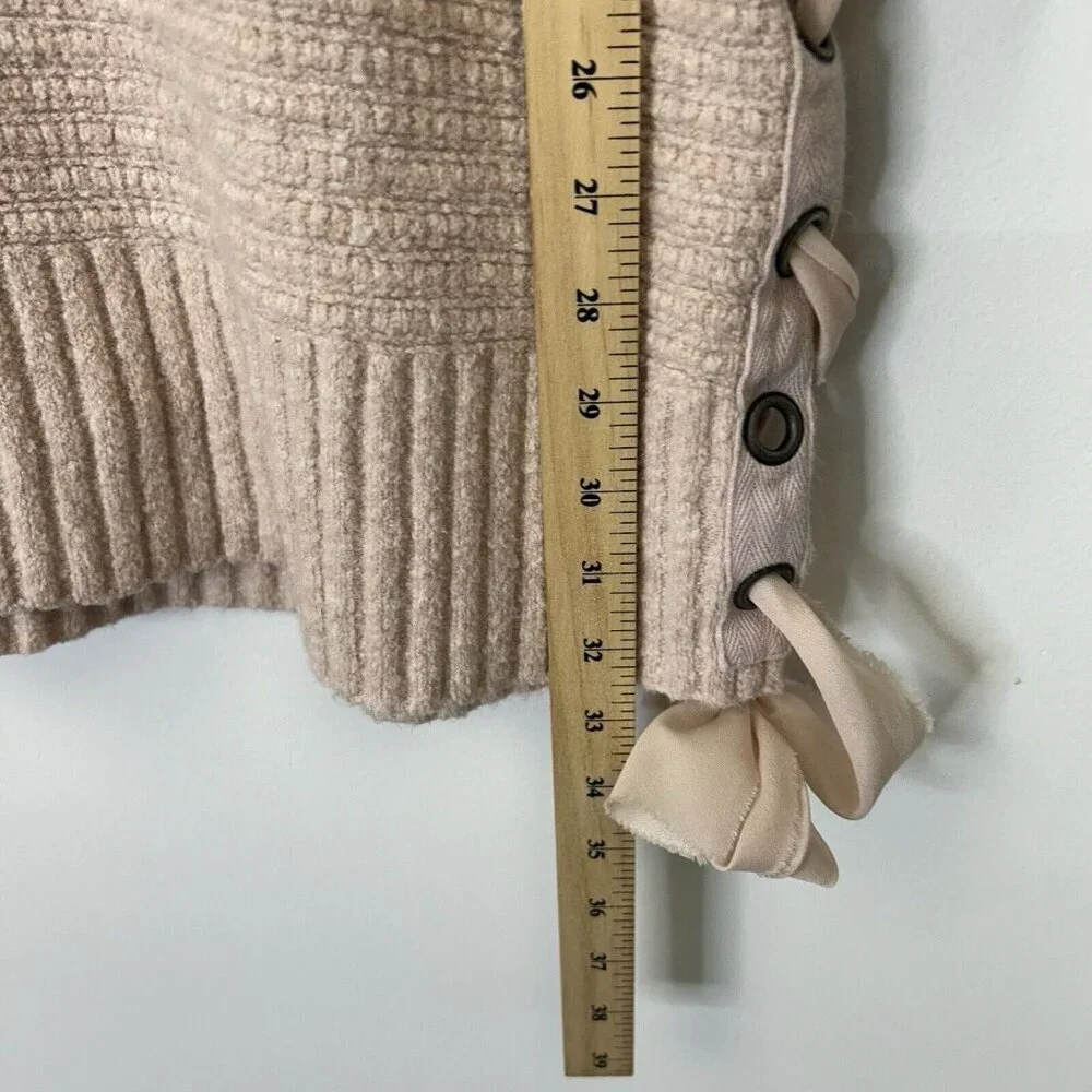 Free People Lace Up Sweater Womens Size‎ Small Rose Pink Tunic